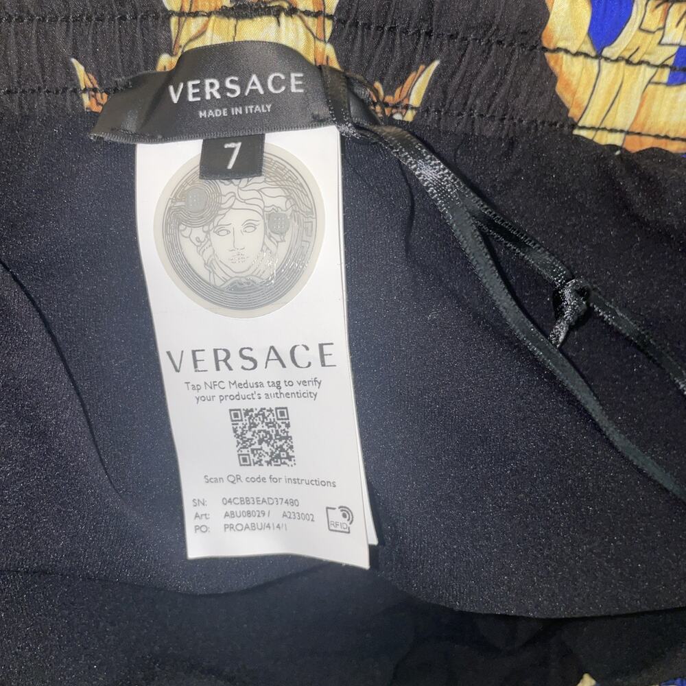 VERSACE Men's Barocco Swim Trunks Long Blue Size 7, US XL. Loud Luxury. - Picture 8 of 12